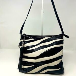 Brighton Leather Zebra Print Shoulder Bag